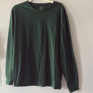 Polo by Ralph Lauren Green Long Sleeve Tee crew neckline with purple horse NWOT